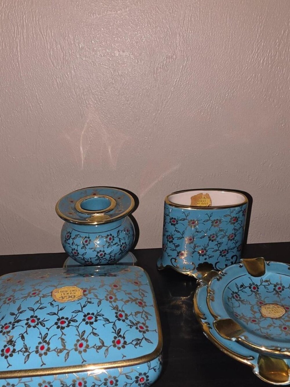 Kronach OCA Bavaria Blue and gold vintage collectible floral patterned set